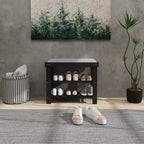 Banc de rangement à chaussures en bambou, banc d'entrée à 3 niveaux avec coussin, organisateur de chaussures pour entrée, couloir