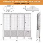 VINGLI Séparateur de pièce autoportant Gridwall de 1,5 m, organisateur pliant à 4 panneaux avec pieds, cadre en bois pour salons d'artisanat, événements, vente au détail (Blanc)