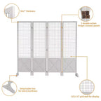 VINGLI Séparateur de pièce autoportant Gridwall de 1,5 m, organisateur pliant à 4 panneaux avec pieds, cadre en bois pour salons d'artisanat, événements, vente au détail (Blanc)