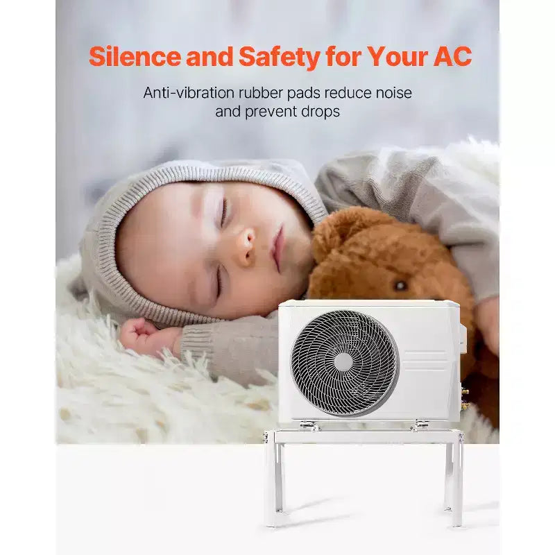 Support au sol VEVOR pour mini-split, support réglable anti-vibration pour climatiseur mini-split sans conduit de 9000-24000 BTU, blanc
