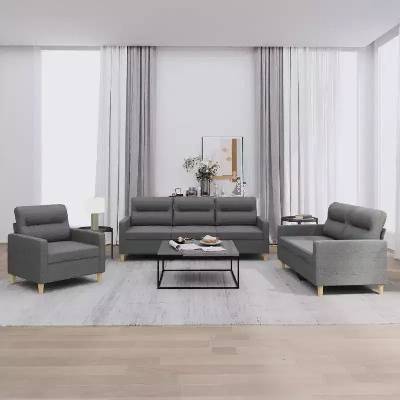 Sofa Set Dark grey Fabric (100% polyester), metal, textilene, plywood