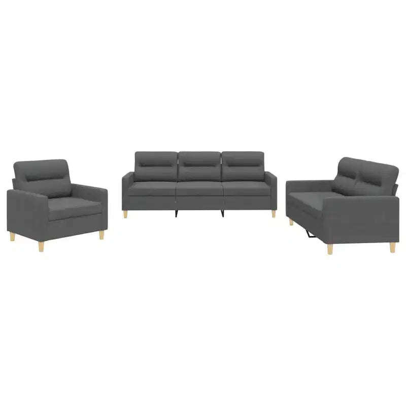 Ensemble de canapés Tissu gris foncé (100 % polyester), métal, textilène, contreplaqué