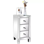 Bonnlo Table de chevet miroir à 3 tiroirs pour chambre à coucher, salon, argent, 11,7 L x 11,8 l x 23,8 H