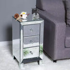 Bonnlo Table de chevet miroir à 3 tiroirs pour chambre à coucher, salon, argent, 11,7 L x 11,8 l x 23,8 H
