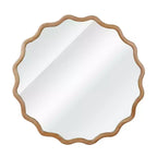 PexFix 30 Miroir décoratif rond ondulé à cadre en bois massif Miroir mural moderne de style ferme pour chambre à coucher, salle de bain, salon, entrée Bois naturel