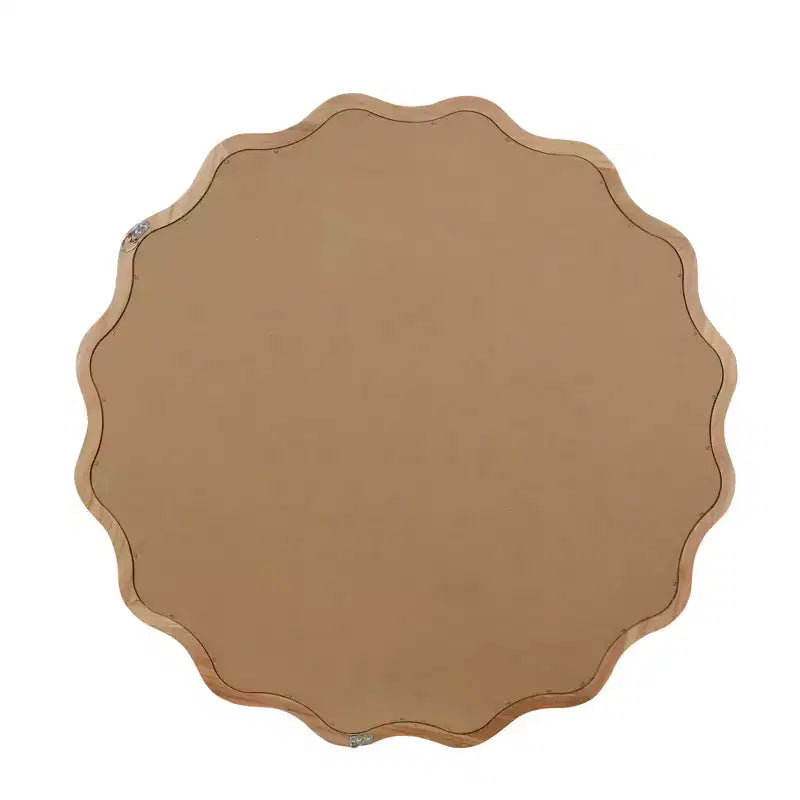 PexFix 30 Miroir décoratif rond ondulé à cadre en bois massif Miroir mural moderne de style ferme pour chambre à coucher, salle de bain, salon, entrée Bois naturel