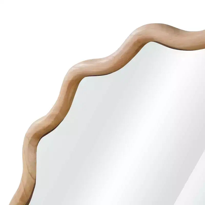 PexFix 30 Miroir décoratif rond ondulé à cadre en bois massif Miroir mural moderne de style ferme pour chambre à coucher, salle de bain, salon, entrée Bois naturel