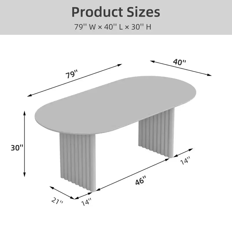 PexFix Table à manger ovale 79 pour 6-8 personnes, table de cuisine en bois avec plateau résistant aux rayures et pieds rayés, style ferme moderne pour salon et cuisine, noir