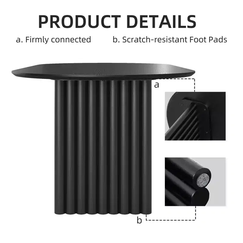 PexFix Table à manger ovale 79 pour 6-8 personnes, table de cuisine en bois avec plateau résistant aux rayures et pieds rayés, style ferme moderne pour salon et cuisine, noir