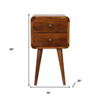HomeRoots Table de Chevet 2 Tiroirs en Bois Massif Marron 22