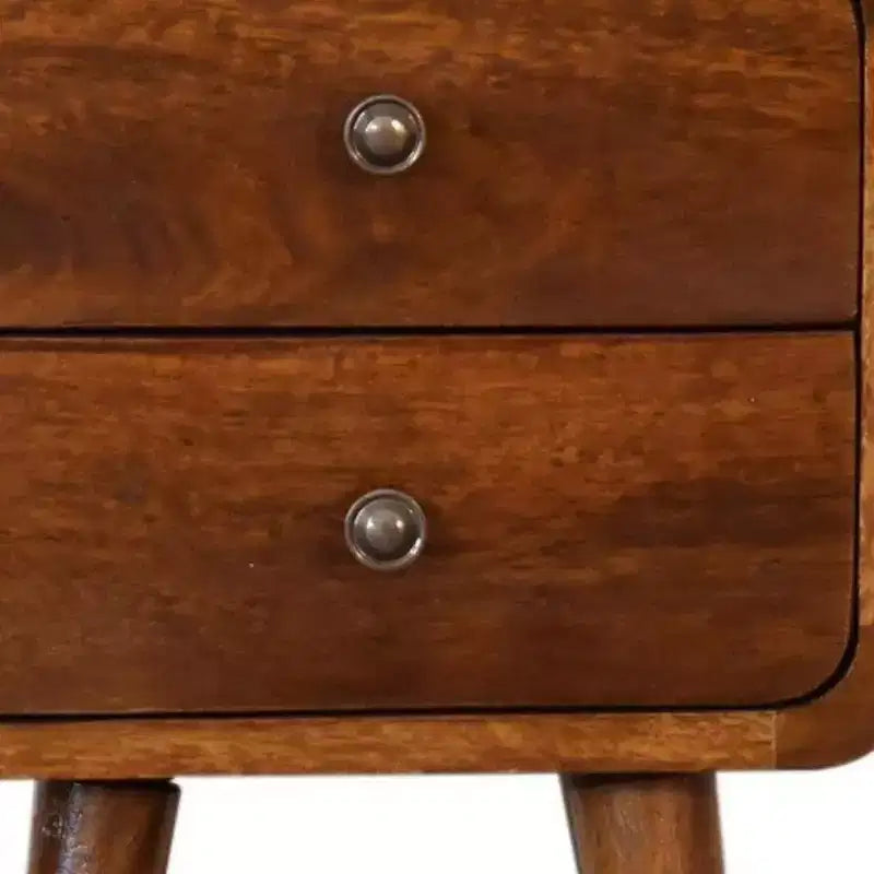 HomeRoots Table de Chevet 2 Tiroirs en Bois Massif Marron 22