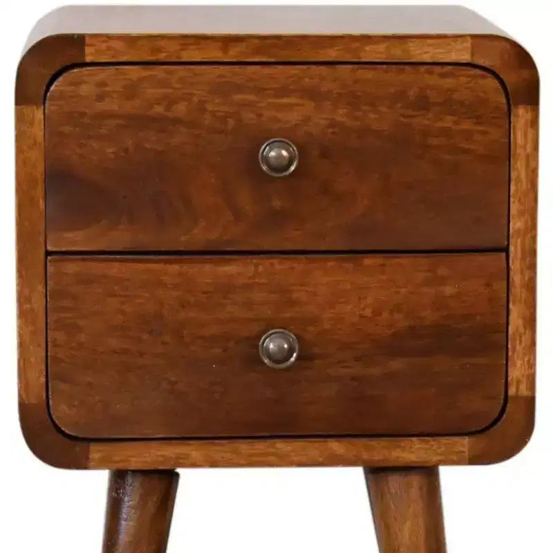 HomeRoots Table de Chevet 2 Tiroirs en Bois Massif Marron 22