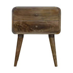 HomeRoots 22 Natural Solid Wood Distressed Two Drawer Nightstand