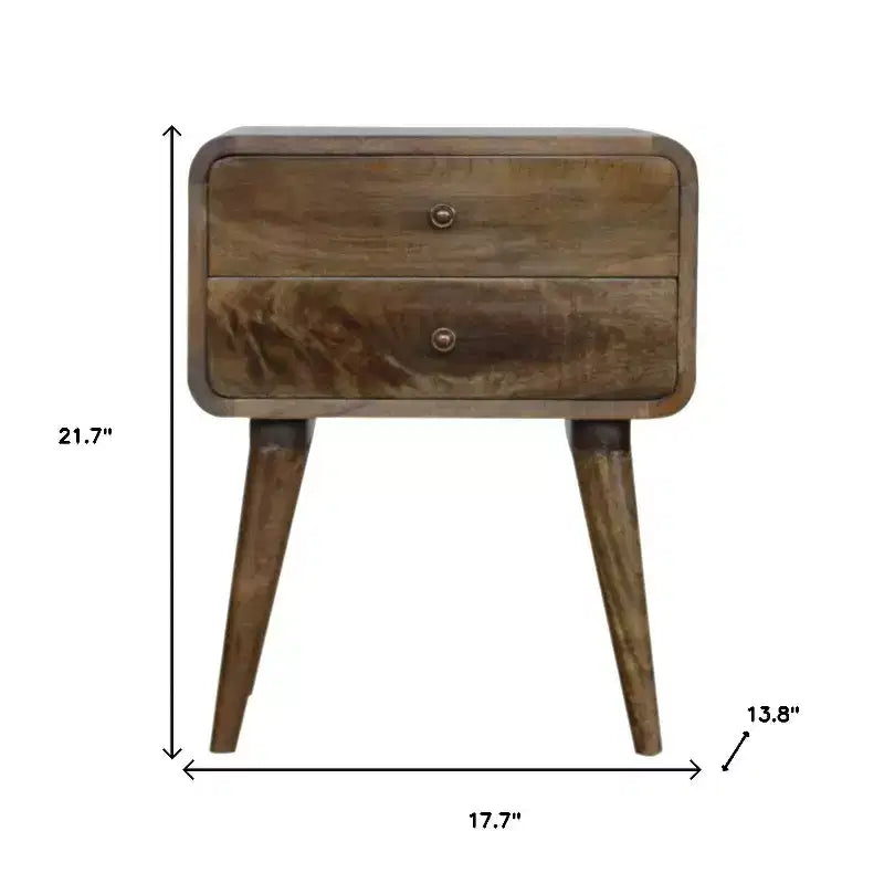 HomeRoots 22 Table de Chevet en Bois Massif Naturel Vieilli à Deux Tiroirs