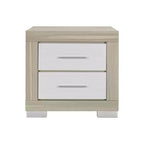HomeRoots 23 Natural And White Wood Square Two Drawer Nightstand