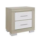 HomeRoots 23 Table de chevet carrée à deux tiroirs en bois naturel et blanc