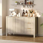 Grands buffets de rangement cannelés de 120 cm, buffet de bar à café, armoire en bois avec 3 tiroirs pour cuisine, salon, entrée