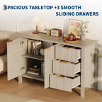 Grands buffets de rangement cannelés de 120 cm, buffet de bar à café, armoire en bois avec 3 tiroirs pour cuisine, salon, entrée