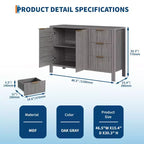 Grands buffets de rangement cannelés de 120 cm, buffet de bar à café, armoire en bois avec 3 tiroirs pour cuisine, salon, entrée