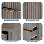 Grands buffets de rangement cannelés de 120 cm, buffet de bar à café, armoire en bois avec 3 tiroirs pour cuisine, salon, entrée