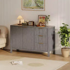 Grands buffets de rangement cannelés de 120 cm, buffet de bar à café, armoire en bois avec 3 tiroirs pour cuisine, salon, entrée