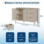 Grands buffets de rangement cannelés de 120 cm, buffet de bar à café, armoire en bois avec 3 tiroirs pour cuisine, salon, entrée