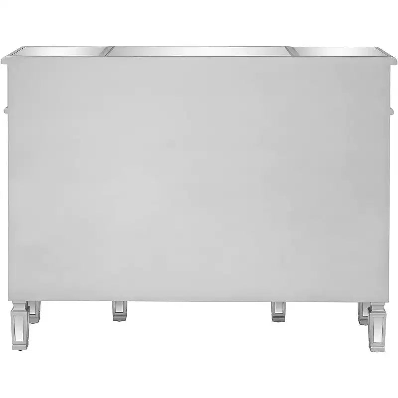 VINGLI Table console miroir, buffet/crédence/meuble TV moderne avec 3 tiroirs et 4 portes (argenté, 48 L x 14 l x 36 H)