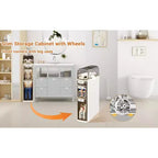 Meuble de rangement étroit à 4 niveaux, organisateur autoportant large avec, pour salle de bain, cuisine,