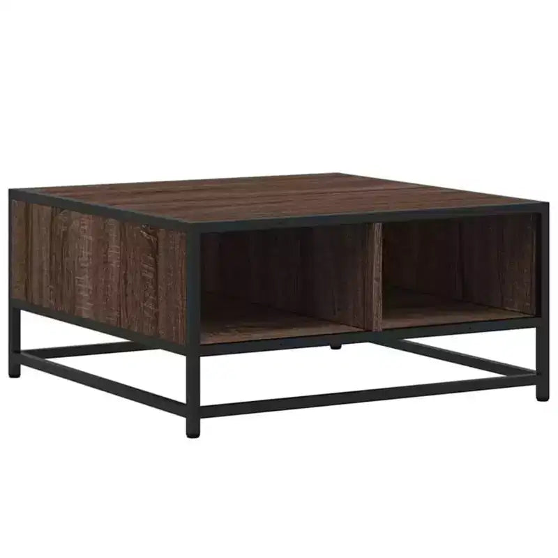Table basse de rangement Clihome, table moderne carrée avec compartiment caché spacieux, finition mate