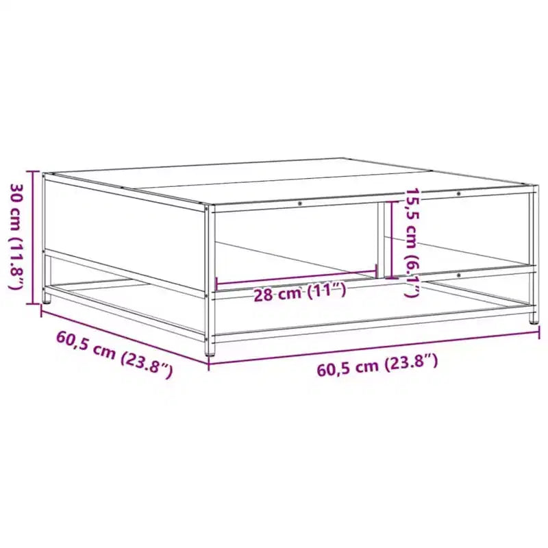 Table basse de rangement Clihome, table moderne carrée avec compartiment caché spacieux, finition mate