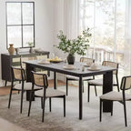 Table à manger carrée noire de 170 cm pour plusieurs personnes, idéale pour la salle à manger et le salon.