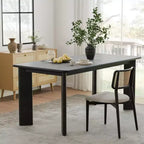 Table à manger carrée noire de 170 cm pour plusieurs personnes, idéale pour la salle à manger et le salon.