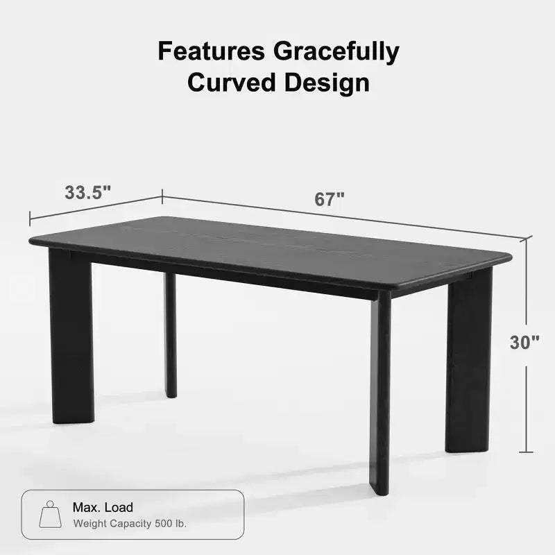 Table à manger carrée noire de 170 cm pour plusieurs personnes, idéale pour la salle à manger et le salon.