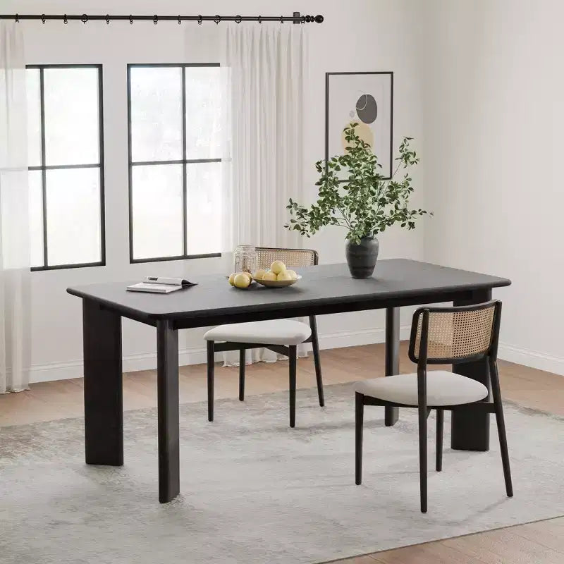 67 Inch Black Square Dining Table For Multiple People Dining At The Same Time, Suitable For Both Dining And Living Rooms