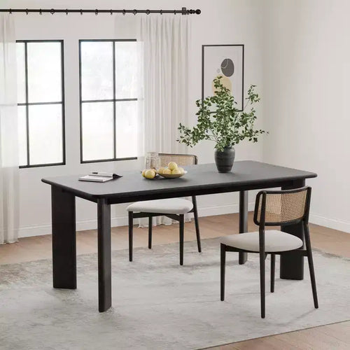 67 Inch Black Square Dining Table For Multiple People Dining At The Same Time, Suitable For Both Dining And Living Rooms