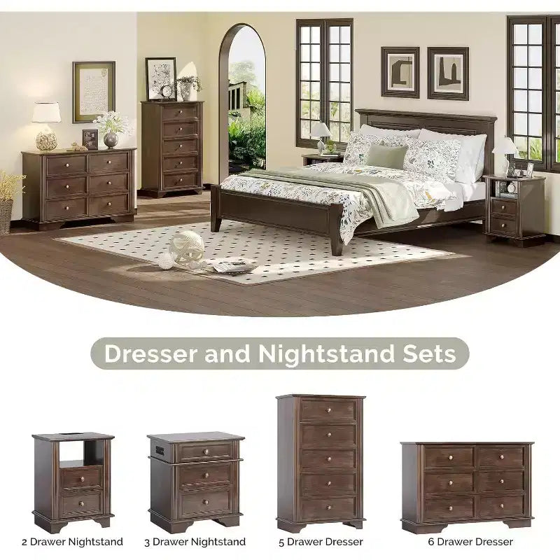 VINGLI Table de Chevet 50 cm avec Station de Charge, Table de Nuit en Bois avec Tiroirs, Table de Chevet pour Chambre à Coucher