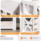 Meuble TV VINGLI avec foyer pour téléviseurs jusqu'à 70 pouces, meuble de divertissement style ferme avec cheminée électrique et étagères réglables