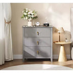 Commode GustoWave pour chambre à coucher avec 3 tiroirs, commode moderne de 71 cm de large avec poignée métallique, organisateur de tiroirs en bois pour chambre à coucher, salon