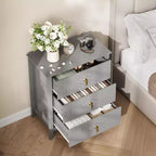 Commode GustoWave pour chambre à coucher avec 3 tiroirs, commode moderne de 71 cm de large avec poignée métallique, organisateur de tiroirs en bois pour chambre à coucher, salon
