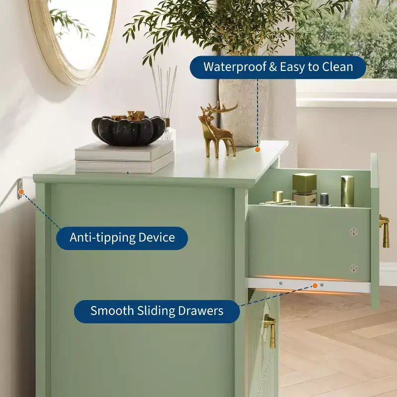 Commode GustoWave pour chambre à coucher avec 3 tiroirs, commode moderne de 71 cm de large avec poignée métallique, organisateur de tiroirs en bois pour chambre à coucher, salon