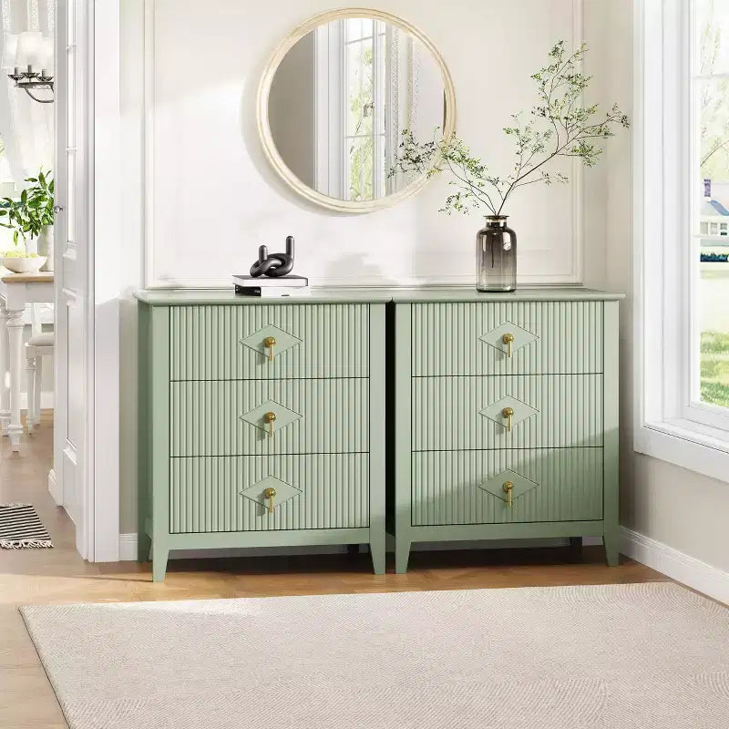 Commode GustoWave pour chambre à coucher avec 3 tiroirs, commode moderne de 71 cm de large avec poignée métallique, organisateur de tiroirs en bois pour chambre à coucher, salon
