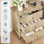 Commode GustoWave pour chambre à coucher avec 3 tiroirs, commode moderne de 71 cm de large avec poignée métallique, organisateur de tiroirs en bois pour chambre à coucher, salon