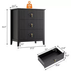 Commode GustoWave pour chambre à coucher avec 3 tiroirs, commode moderne de 71 cm de large avec poignée métallique, organisateur de tiroirs en bois pour chambre à coucher, salon