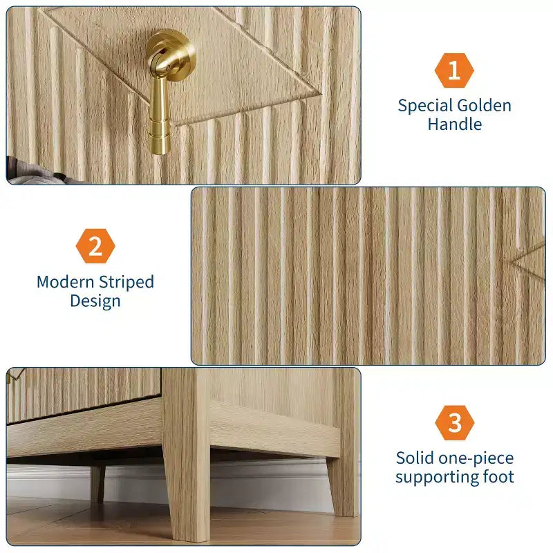 Commode GustoWave pour chambre à coucher avec 3 tiroirs, commode moderne de 71 cm de large avec poignée métallique, organisateur de tiroirs en bois pour chambre à coucher, salon