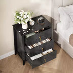 Commode GustoWave pour chambre à coucher avec 3 tiroirs, commode moderne de 71 cm de large avec poignée métallique, organisateur de tiroirs en bois pour chambre à coucher, salon