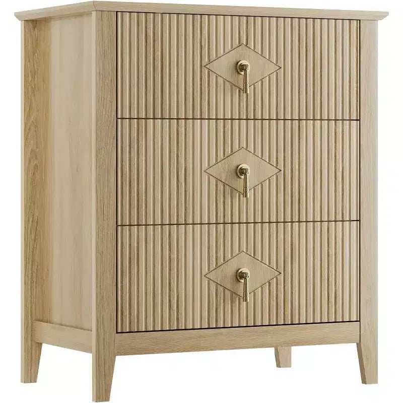 Commode GustoWave pour chambre à coucher avec 3 tiroirs, commode moderne de 71 cm de large avec poignée métallique, organisateur de tiroirs en bois pour chambre à coucher, salon