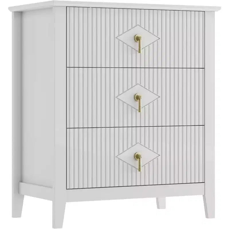 Commode GustoWave pour chambre à coucher avec 3 tiroirs, commode moderne de 71 cm de large avec poignée métallique, organisateur de tiroirs en bois pour chambre à coucher, salon