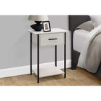 Table d'appoint Okak avec tiroirs de rangement, table d'appoint avec étagère inférieure et pieds en métal, table de canapé pour petit espace, salon