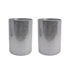 Tables d'appoint rondes modernes Okak avec marques de marteau, tables d'appoint cylindriques avec motif rainuré, tables de canapé pour salon, chambre, lot de 2
