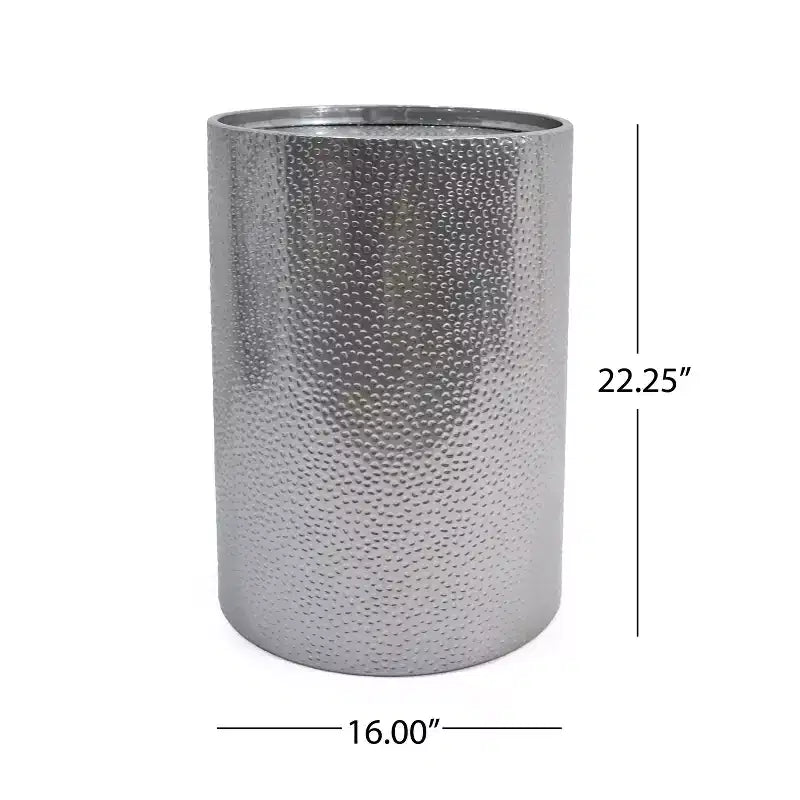 Tables d'appoint rondes modernes Okak avec marques de marteau, tables d'appoint cylindriques avec motif rainuré, tables de canapé pour salon, chambre, lot de 2